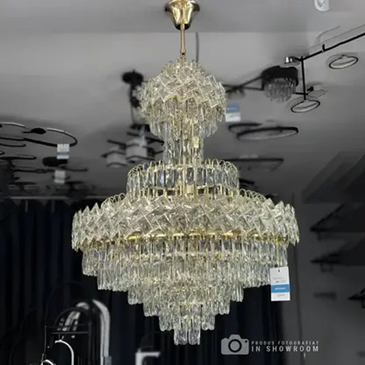 Junnut 21*E27 csillár, kristály és fém, arany