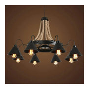 Indiana Chandelier, 8*E27, fém és kötél, fekete