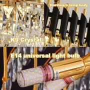 Crystal Chandelier Versailles Eleganza 7X E14, 49 cm átmérőjű, fényes és fekete arany, állítható magasság