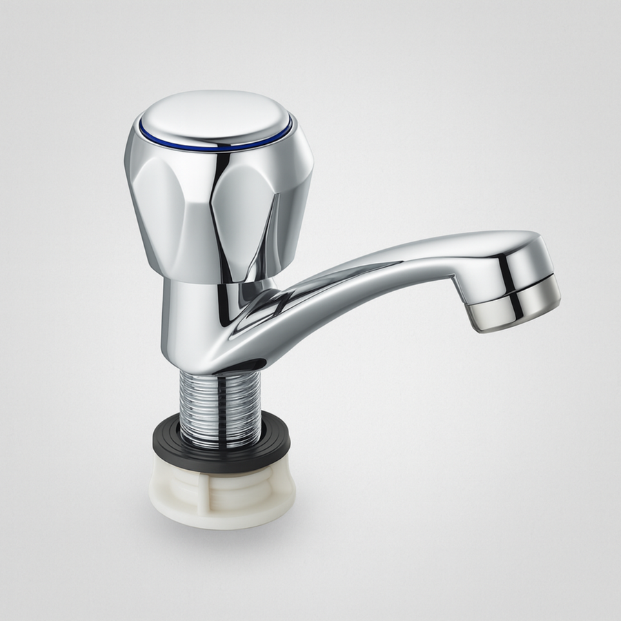 Fürdőszoba csaptelep mosdókagylóval, hideg vizes, egy fogantyús, fényes króm