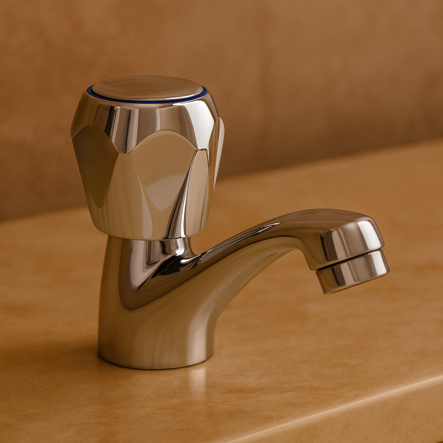 Fürdőszoba csaptelep mosdókagylóval, hideg vizes, egy fogantyús, fényes króm