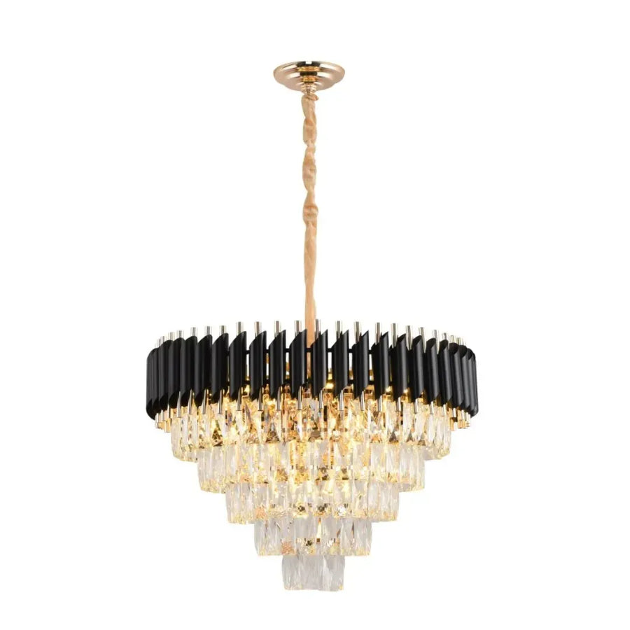 Crystal Chandelier Versailles Magno 8xe27, 60 cm átmérőjű, fényes és fekete arany, állítható magasság