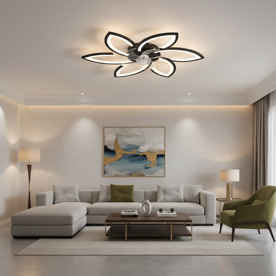 ANEMO ventilátoros LED-csillár távirányítóval, 36 W, D76,5 cm, hideg/semleges/meleg fény, fekete