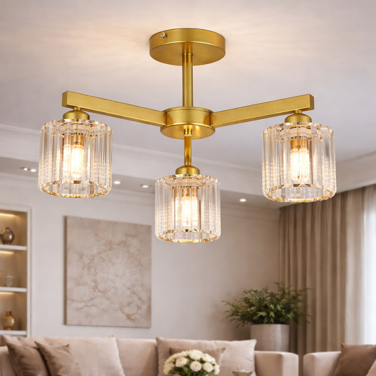Modern klasszikus csillár LC110/3GD kristály, 3x E27, arany, fém és kristály klasszikus csillárokkal, alapértelmezett cím Alessandro Design