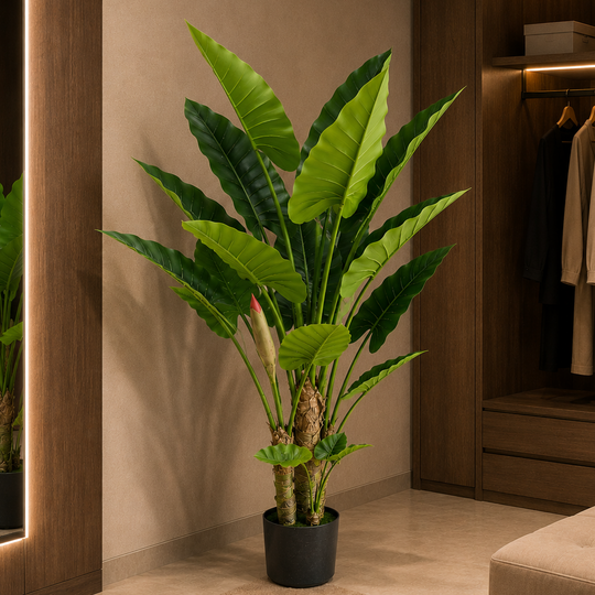 Mesterséges növénytípus alocasia, 3 szár, 160 cm, zöld