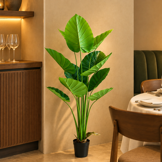 Strelitzia mesterséges növénytípus, 160 cm, 12 levél, zöld