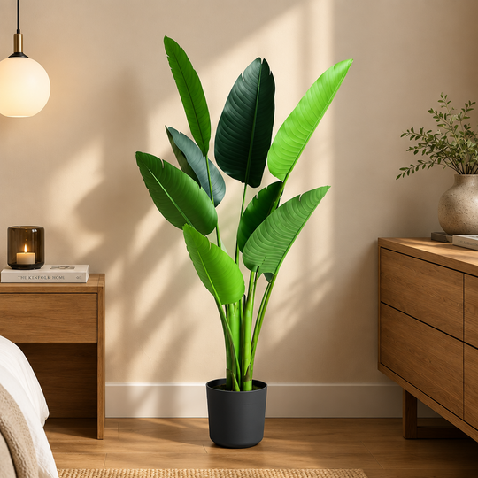 Mesterséges növénytípus Strelitzia Nicolai (paradicsommadár), 120 cm, 8 levél, zöld