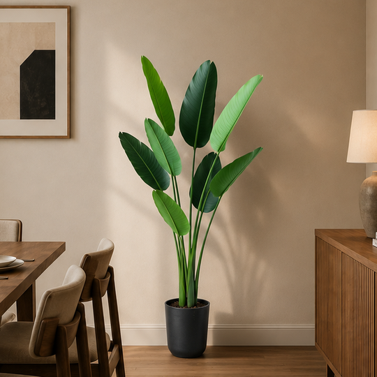 Mesterséges növénytípus Strelitzia Nicolai (paradicsommadár), 150 cm, 10 levél, zöld