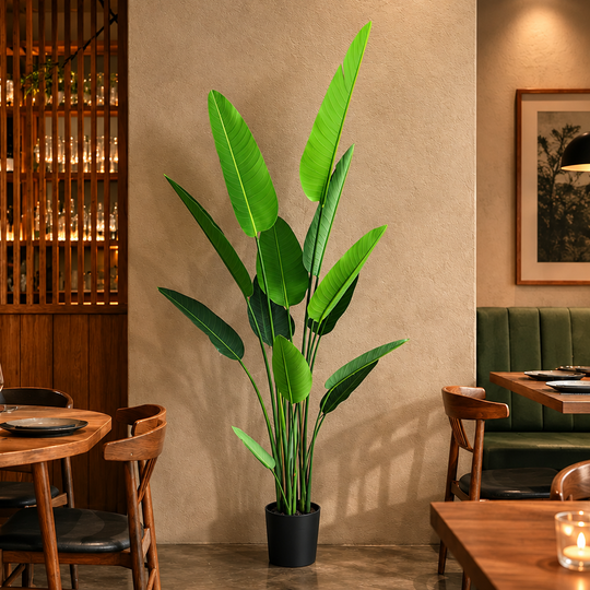 Mesterséges növénytípus Strelitzia Nicolai (paradicsommadár), 220 cm, 13 levél, zöld