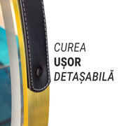 Kerek LED -tükör, 60 cm, Celeste Royale Gold EleVe MotionGlow Marcello, Deletelő Rendszer, óra