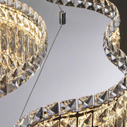 LED Crystal Chandelier Regalis távirányítóval, 58 cm hosszú, fényes króm, állítható magasság