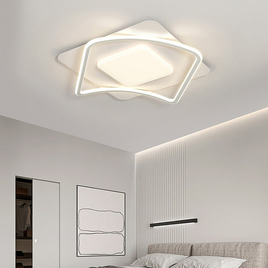 LED -csillár modern távirányítóval 106W, 2 négyzet, hideg/forró/semleges fény, instabil, fehér