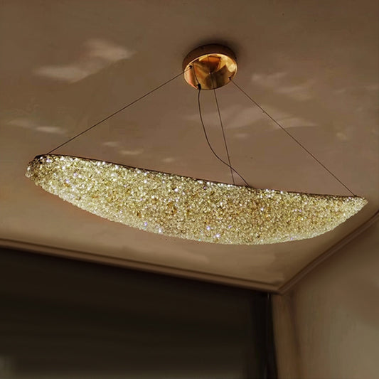 Modern kristálycsillár, RITMICA Largo, 31W, hossz 80 cm, arany, állítható magasság