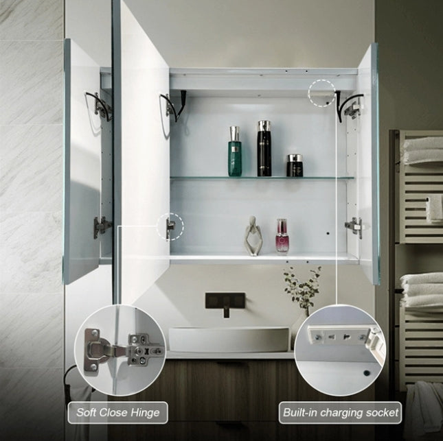 Theresa szekrény LED -tükörrel DBP125 100x70 szürke