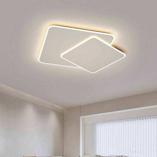 LED -csillár távirányítóval fasz fény 98W, 2 négyzet, hideg/forró/semleges fény, instabil, fehér