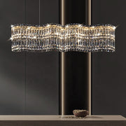 LED Crystal Chandelier Regalis távirányítóval, 58 cm hosszú, fényes króm, állítható magasság