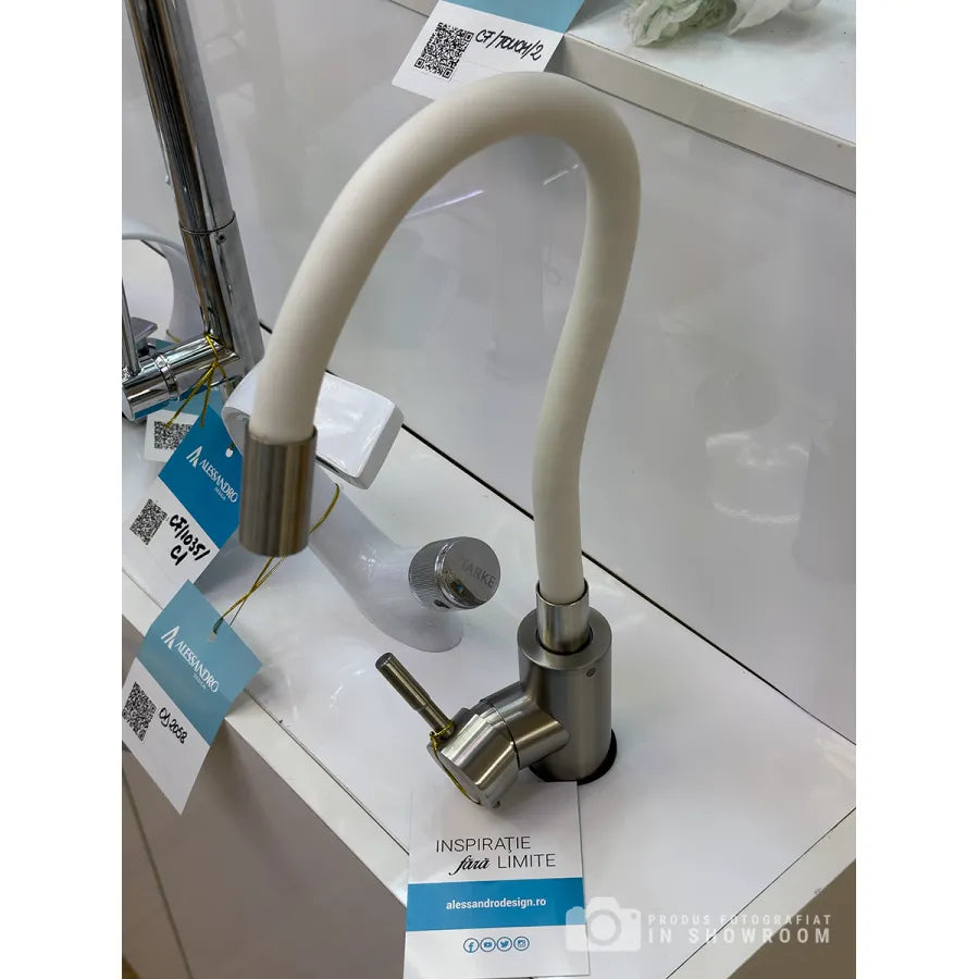 Akkumulátor rugalmas csővel, rozsdamentes acél, szatén és fehér, CF025Wh