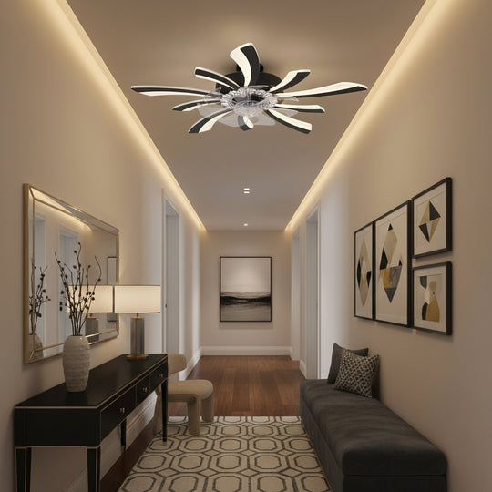 VIRTULA ventilátoros LED csillár távirányítóval, 29W, D77cm, hideg/semleges/meleg fény, fekete