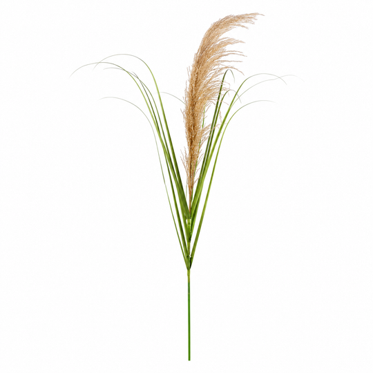 Műnövény díszfű, 110 cm, nád és fű, zöld és barna, cserép nélkül