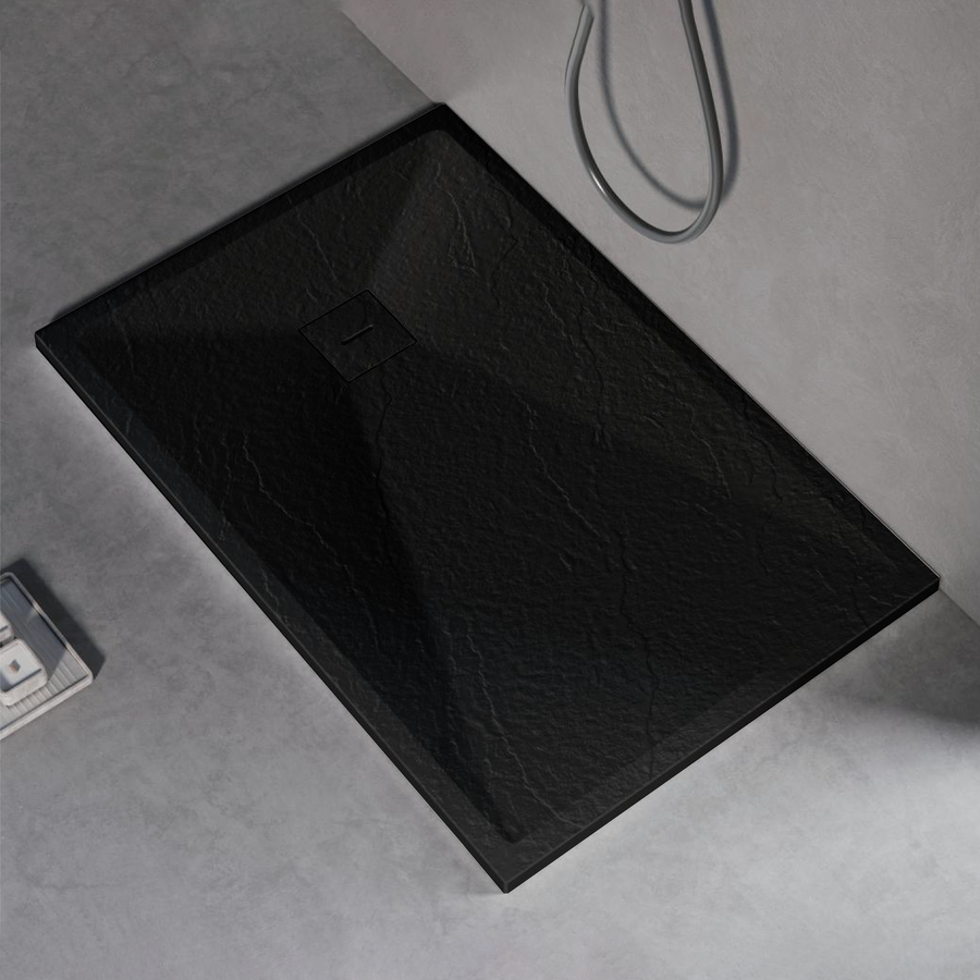 Téglalap alakú zuhanyozás 80x120 cm, vékony 3 cm, fekete