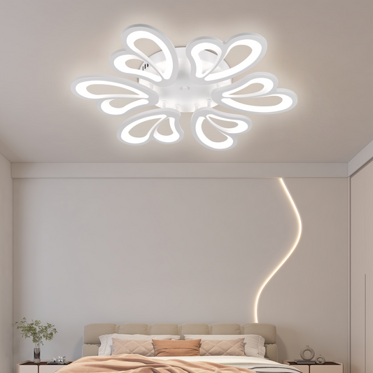 LED csillár távirányítóval BLOSSOM 78W, 6 szirom, átmérő 60 cm, hideg/meleg/semleges fény, szabályozható, fehér