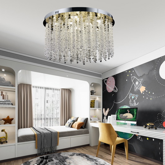 Crystal LED csillár LLC215/400WH kerek, 22W, hideg/meleg/semleges fény, kristály, arany