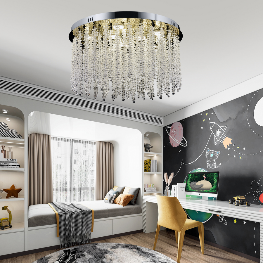 Crystal LED csillár LLC215/400WH kerek, 22W, hideg/meleg/semleges fény, kristály, arany