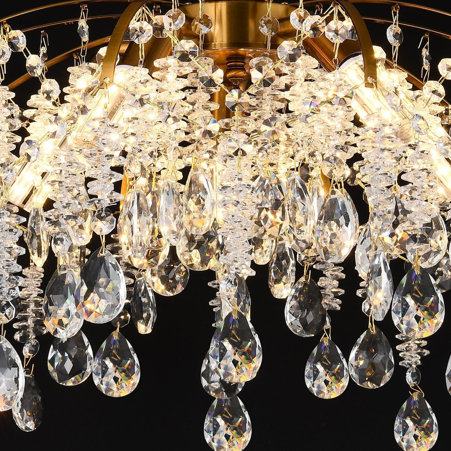 Crystal Chandelier fiamma, 6x E14, 45 cm átmérőjű, arany