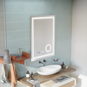 Mirror LED Touch Manfred szennyeződés rendszer, óra és hőmérséklet 60x80 cm kozmetikai nagyítás