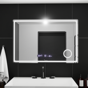 Téglalap alakú LED -tükör, 90x60cm, Belleza rifleso puro mozgásglow marcello, leolvasztási rendszer, óra és hőmérő, kozmetikai lupa, dimablable
