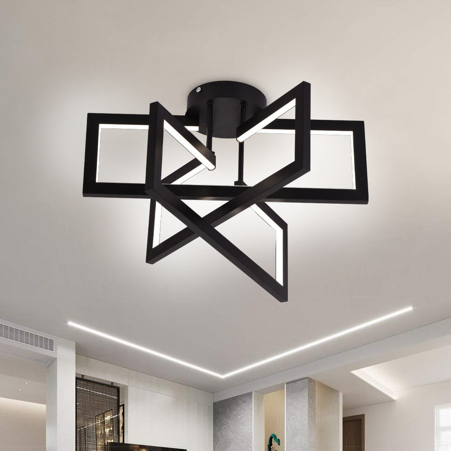 LED csillár távirányítóval 73W, 3 elem, hideg/meleg/semleges fény, szabályozható, fekete, LT750/3BK