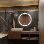 Kerek LED -tükör, 60 cm, Celeste Royale Gold EleVe MotionGlow Marcello, Deletelő Rendszer, óra