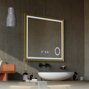 Mirror LED Touch Rolf Rolf Systems, óra és hőmérséklet 80x60 cm Arany Ramahed Cosmetics Lup