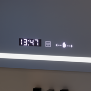 Téglalap alakú LED -tükör, 110x75 cm, Eclat MotionGlow Marcello, helyettes rendszer, óra és hőmérő, kozmetikai lup