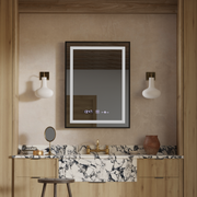 Téglalap alakú LED -tükör, 60x80cm, Verite Majeste Noir Motion Glow Marcello, Leírásos rendszer, óra és hőmérő, dimálható