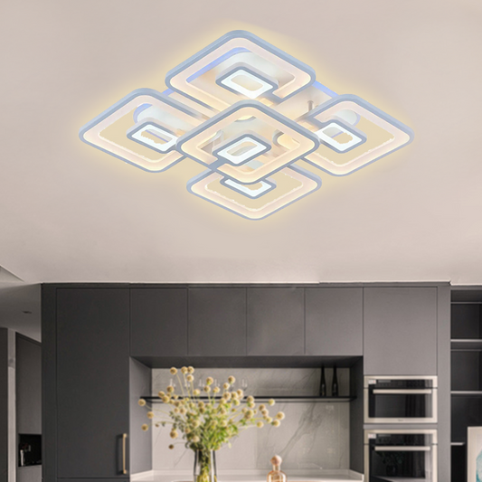 LED -csillár Felix 107W távirányítóval, 5 négyzet, hideg/forró/semleges fény, instabil, fehér