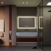 Mirror LED téglalap alakú 120x80cm vérité mozgásglow marcello, letiltási rendszer, óra és hőmérő, undon