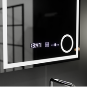 Téglalap alakú LED -tükör, 60x60 cm, Souverain MotionGlow Marcello, Debrunion rendszer, óra és hőmérő, kozmetikai nagyító
