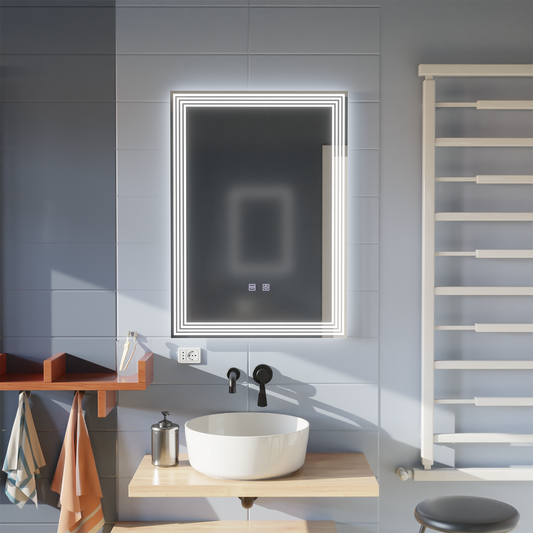 Téglalap alakú LED -tükör, letiltás, 50x70 cm, Adis Basic Touch