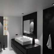 A téglalap alakú LED tükör 80x60cm Fortaleza MotionGlow Marcello leolvasztó rendszer hőmérő és kozmetikai farkas óra