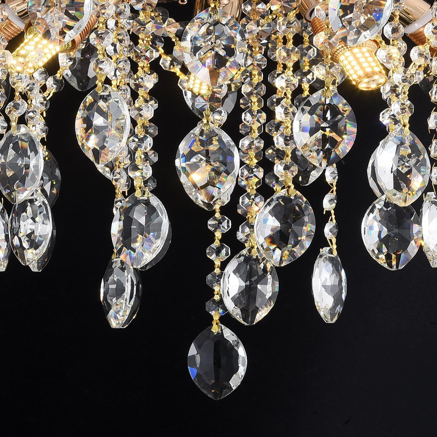 Crystal Chandelier fiamma, 6x E14, 45 cm átmérőjű, arany
