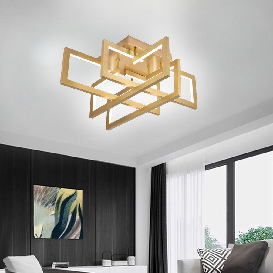 LED csillár távirányítóval 98W, 4 elem, hideg/meleg/semleges fény, szabályozható, arany
