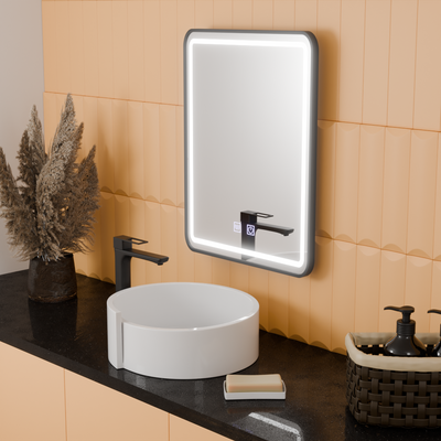 Téglalap alakú LED -tükör, 45x60 cm, Taglio érintés, letiltó rendszer