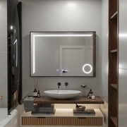 LED -érzékelő mozgásgátló Sofia érzékelő leolvasztási funkcióval, hőmérő 110x75 cm meleg/hideg fény/neutra méretű, fekete kefe keret, marcello funghi kollekció