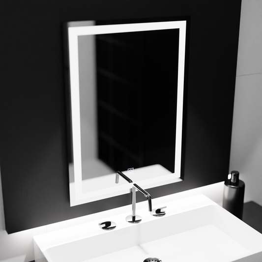 Téglalap alakú LED -tükör, 60x80 cm, keret alapvető érintés