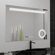 Téglalap alakú LED -tükör, 80x60cm, Absolu MotionGlow Marcello, leolvasztási rendszer, óra és hőmérő, kozmetikai lup