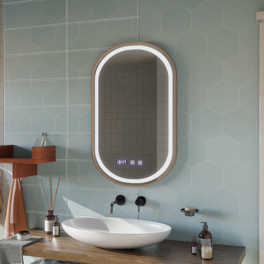 LED Touch Mirror Import betegségrendszer 50x80 cm rózsa arany keret