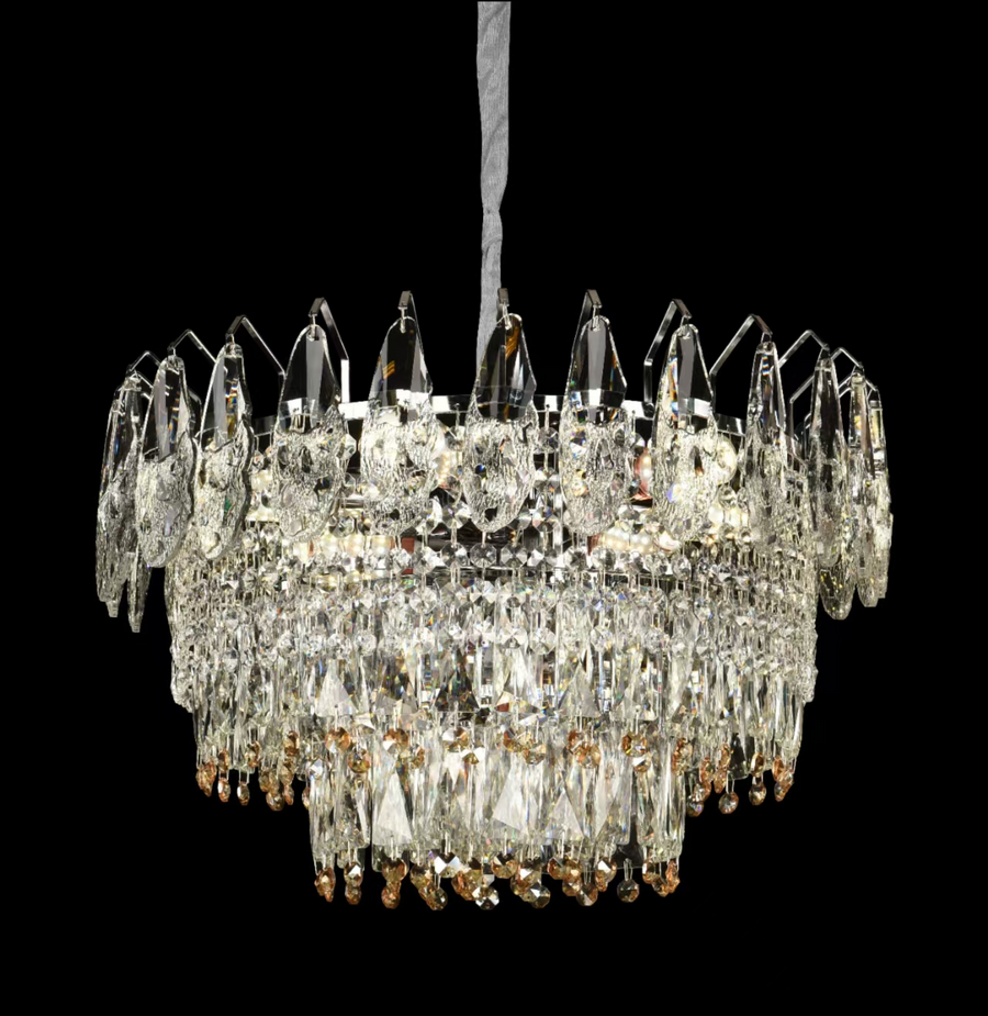 Csillár kristály windsor Eleganza 8x E14, 49 cm átmérőjű, fényes arany, állítható magasság