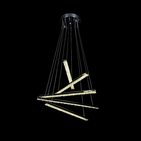 A LED -vágy távirányítóval és Crystal Liboria 64W -vel felfüggesztve, hideg/forró/semleges fény, instabil, fényes króm
