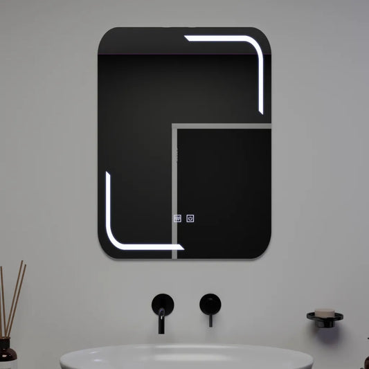 Téglalap alakú LED -tükör, 60x80cm, érintse meg az ulrichot, a szennyeződéses rendszer, dimablable